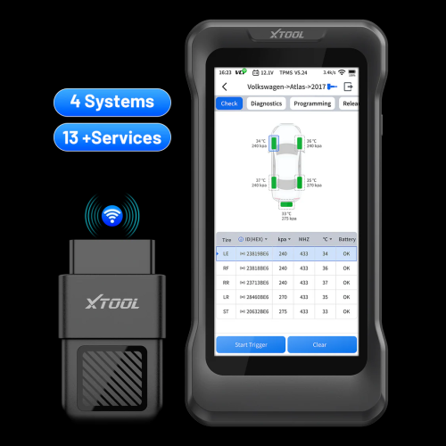 XTOOL TP380 Strumento diagnostico TPMS portatile per autoveicoli – Supporta 13 funzioni speciali, diagnosi di 5 sistemi e 22 lingue