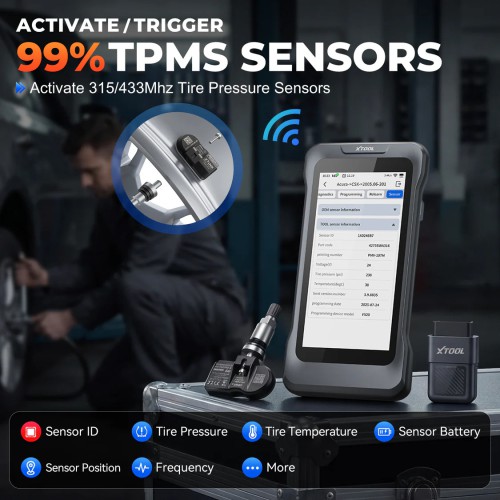 XTOOL TP500 Strumento diagnostico TPMS portatile per autoveicoli – Supporta 17 funzioni speciali, diagnosi complete di tutti i sistemi e 22 lingue