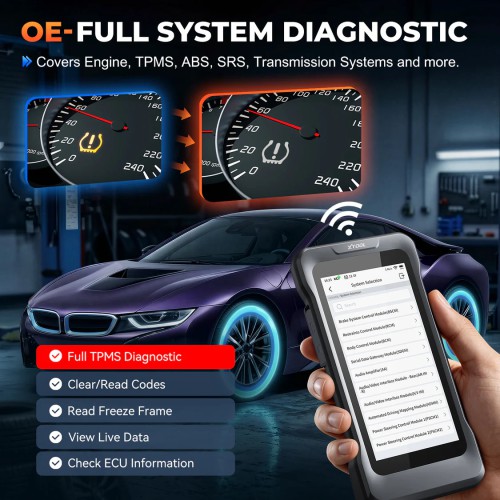 XTOOL TP500 Strumento diagnostico TPMS portatile per autoveicoli – Supporta 17 funzioni speciali, diagnosi complete di tutti i sistemi e 22 lingue