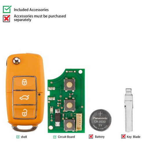 KEYDIY KD B01-3 Luxury (Yellow) Universal Flip Remote Key 3 Buttons 5pezzi/Lot