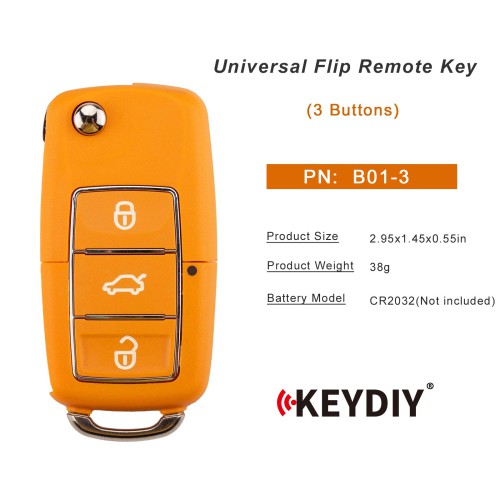 KEYDIY KD B01-3 Luxury (Yellow) Universal Flip Remote Key 3 Buttons 5pezzi/Lot