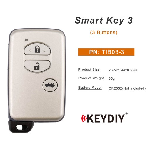 KEYDIY TIB03-3(Silver Gray) Smart Key 3 Buttons