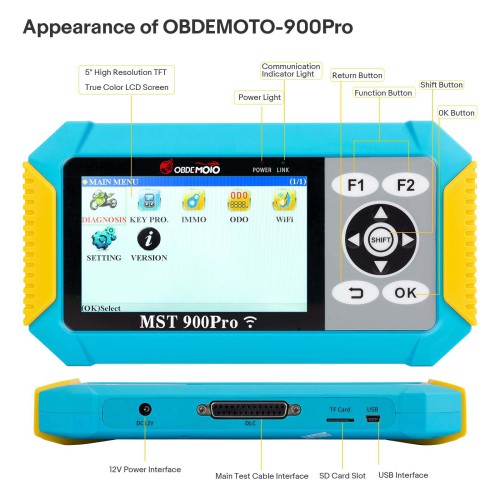 OBDEMOTO 900PRO KEY Programmer Motorcycle Diagnosis Key Matching ODO Mileage Adjustment