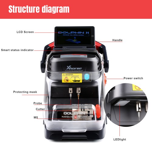 Seconda-Mano 95% Nuovo Originale Xhorse Dolphin XP005L XP-005L Automatic Key Cutting Machine con Touch Screen Regolabile e Batteria