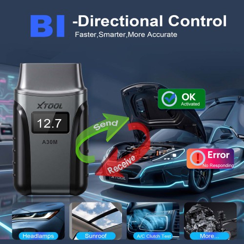 [Spedizione da UE]XTOOL A30M Scanner Diagnostica Auto Avanzato, Strumento di Diagnosi Completa del Sistema con Controllo Bidirezionale, Lettore Codici