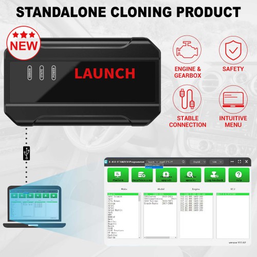 Launch X431 ECU TCU Programmer con Gearbox Connectors Package Multi-language Supporta Lingua Italiana