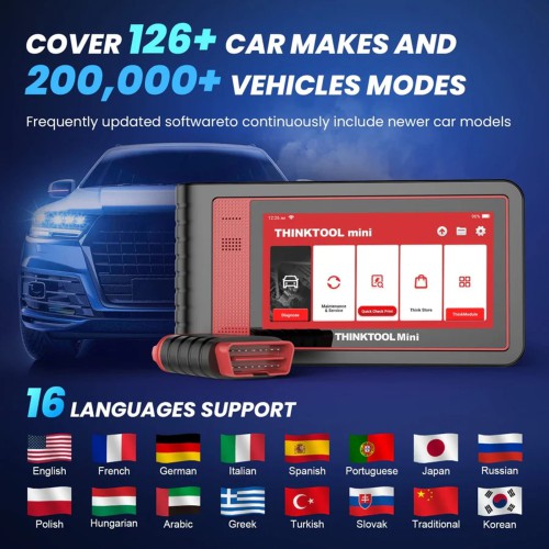 THINKCAR THINKTOOL MINI2, Supports CAN-FD Protocol, 16 Languages, 28 Maintenance Services