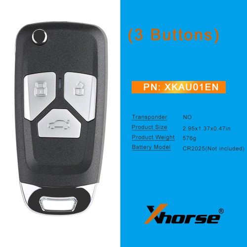 Xhorse XKAU01EN Wire Universal Flip Remote Key 3 Button for Audi 5pcs/lot