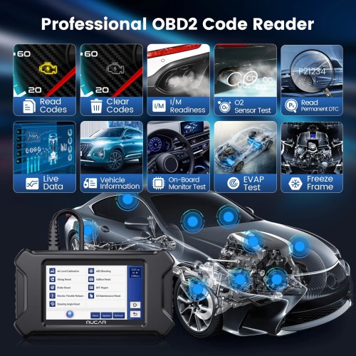THINKCAR MUCAR CS4 Diagnostic Scanner Supports 4 System Diagnoses, 5 Reset Services, Full OBD2 Functions. 19 Languages