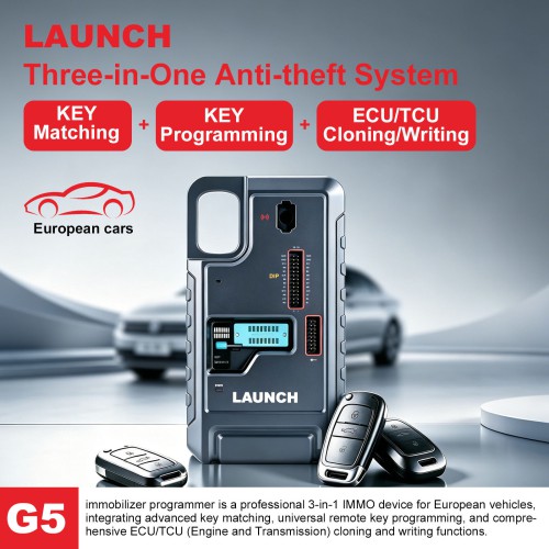 LAUNCH X-431 PROG5 IMMO Programmer 3-in-1 IMMO Device for European Vehicles, Supports Key Matching, Key Programming, ECU/TCU Cloning & Writing