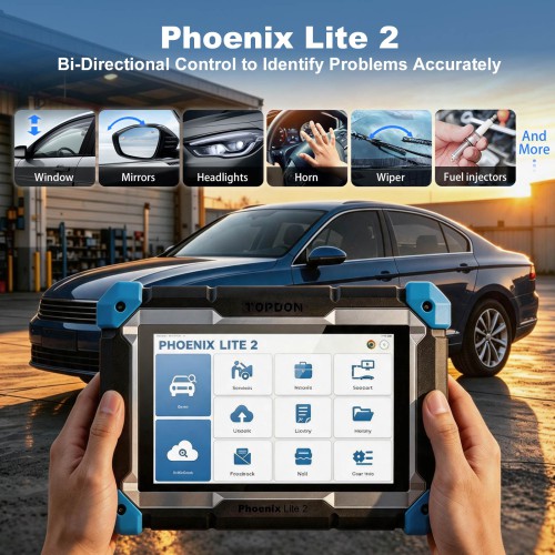 TOPDON Phoenix Lite2 OE-Level Scan Tool, 8", Bi-Directional Controls, 35 Service Functions