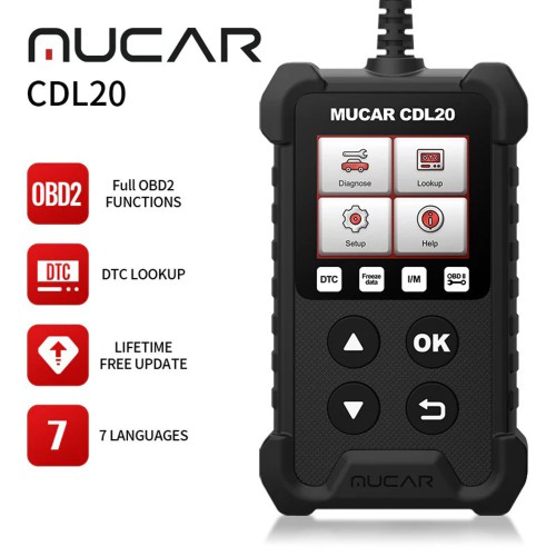 THINKCAR MUCAR CDL20 OBD2 Scanner Supports Full OBD ll Diagnostics, I/M Readiness, 7 Languages,