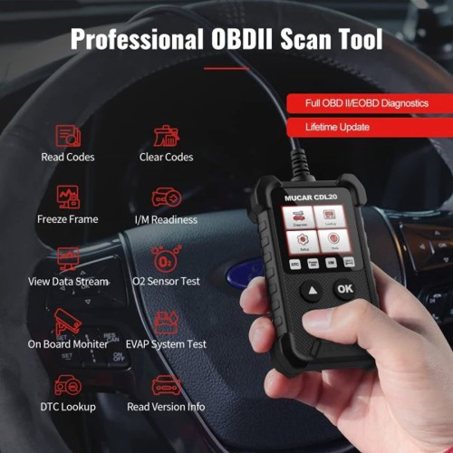 THINKCAR MUCAR CDL20 OBD2 Scanner Supports Full OBD ll Diagnostics, I/M Readiness, 7 Languages,