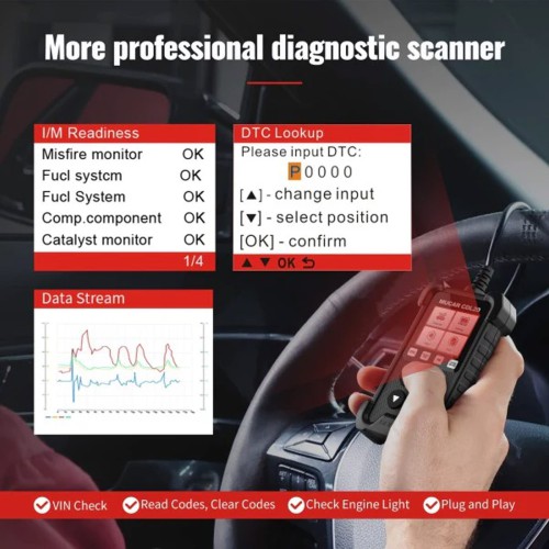 THINKCAR MUCAR CDL20 OBD2 Scanner Supports Full OBD ll Diagnostics, I/M Readiness, 7 Languages,