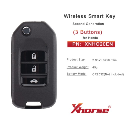 XHORSE XNHO20EN C081-13 Wireless Remote Key Honda Flip 3 Buttons Second Generation Universal Remote Key 5pcs/lot
