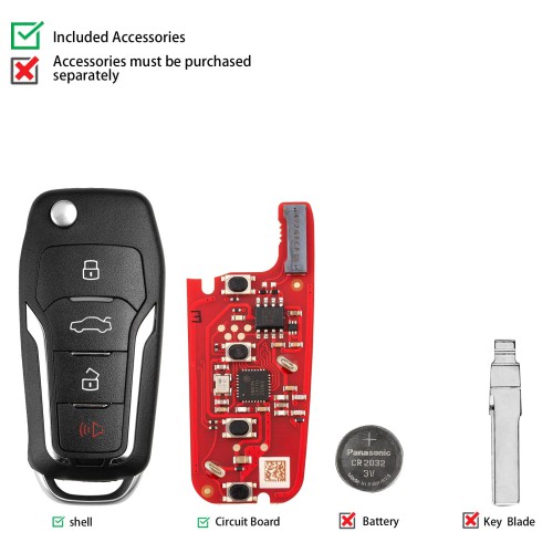 XHORSE XEFO21EN FOR.D Style Second Generation Super Remote Flip 4 Buttons 5pcs/Lot