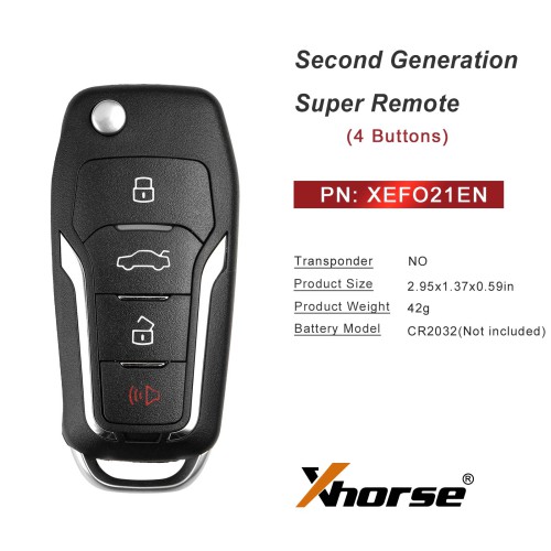 XHORSE XEFO21EN FOR.D Style Second Generation Super Remote Flip 4 Buttons 5pcs/Lot