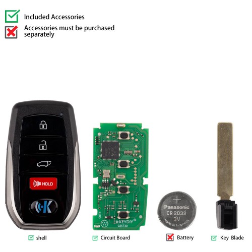 KEYDIY KD TB01-4  for Toyota for Lexus Universal Smart Remote Key 3+1 Buttons With 8A Transponder 5pcs/Lot