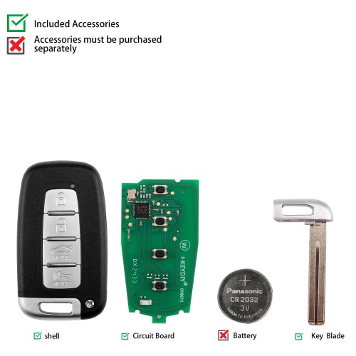 KEYDIY KD ZB04-4 KD Universal Smart Remote Key (Right Slot) 3+1 Buttons for Hyundai Type 5pcs/Lot