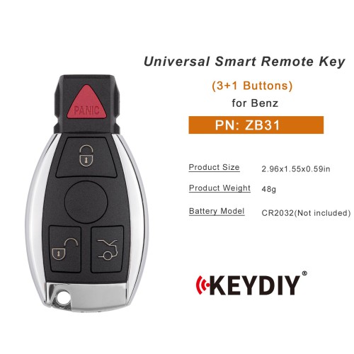 KEYDIY KD ZB31 Universal Smart Remote Key 3+1 Buttons for Benz Type 5pcs/Lot