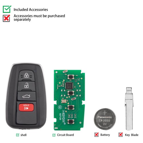 KEYDIY KD ZB36-4 Universal Smart Remote Key 3+1 Buttons for Toyota Type 5pezzi/Lot