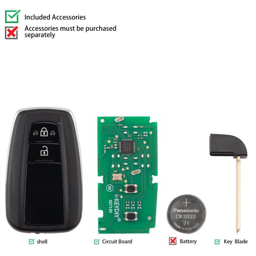 KEYDIY KD ZB36-2 Universal Smart Remote Key 2 Buttons for Toyota Type 5pcs/Lot