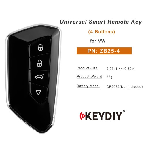 KEYDIY KD ZB25-4 Universal Smart Remote Key 4 Buttons for VW Type 5pcs/Lot