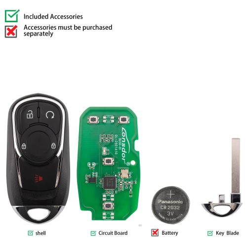 LONSDOR BU30-02 Remote Key 5 Buttons Supports ID46 ID49 ID4A 315MHz 433.92MHz for Buick