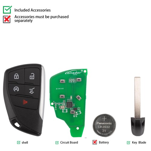 LONSDOR CL30-27 Remote Key 5 Buttons Supports ID46 ID49 ID4A 315MHz 433.92MHZ for Chevrolet
