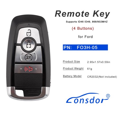 Lonsdor FO3H-05 Ford Style High Frequency Smart Key 902MHZ /868MHZ Supports ID46 ID49 Type