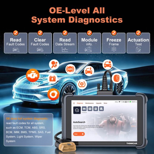 V1.2.4 THINKCAR THINKSCAN 689BT Support CAN-FD & DoIP, OE-Level Full System Diagnostic, 35+ Maintenance Functions