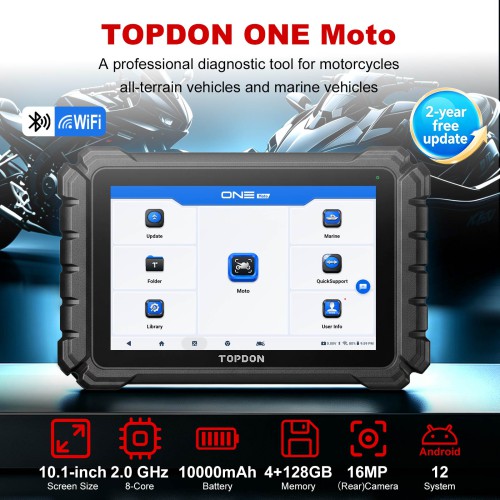 TOPDON ONE Moto Diagnostic Scanner for Motorcycles, ATVs and Marine Vehicles, Supports 2-Year Free Updates, 45 Languages