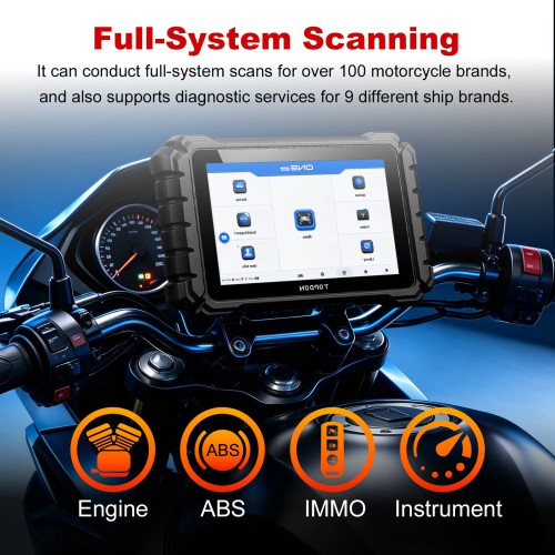 TOPDON ONE Moto Diagnostic Scanner for Motorcycles, ATVs and Marine Vehicles, Supports 2-Year Free Updates, 45 Languages