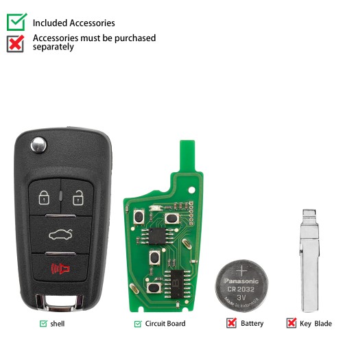 KEYDIY KD B18-4 Universal Flip Remote Key 3+1 Buttons for Chevrolet Type 5pcs/Lot