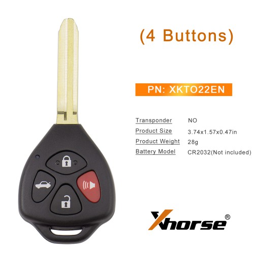 XHORSE XKTO22EN ( 4 Buttons -Triangular) Second Generation Wired Remote 5pcs/Lot