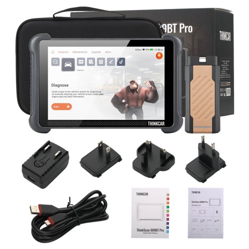 V1.2.4 THINKCAR THINKSCAN 689BT PRO Bluetooth Diagnostic Scanner with AI Function, Supports CANFD & DOIP & J2534, 35 Reset Functions,Topology Mapping
