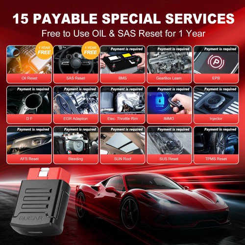 THINKCAR MUCAR BT200 OBD2 Scanner Supports 2 Reset Services, Full OBD2 Functions, IOS/Android Bluetooth, 12 Languages
