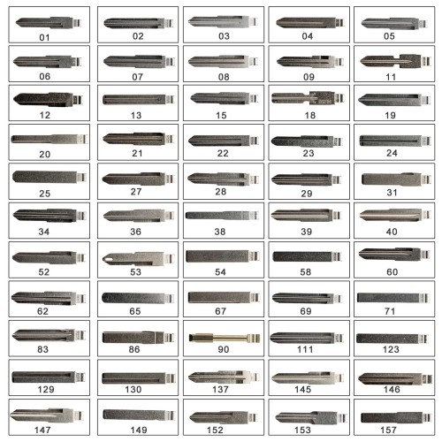 [10Pcs for Per Model] Complete Key Blades Sets Compatible with VW, Ford, Toyota, BMW, Chrysler, Benz, Hyundai, Mazda and More