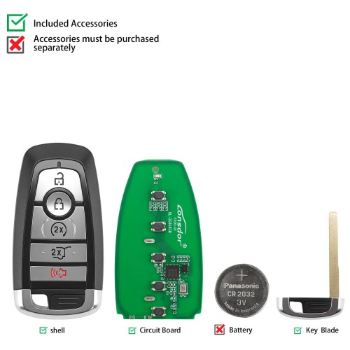 LONSDOR FO30 Series Smart Key FO30-0C Low Frequency 315/433 MHz 5 Buttons for Ford