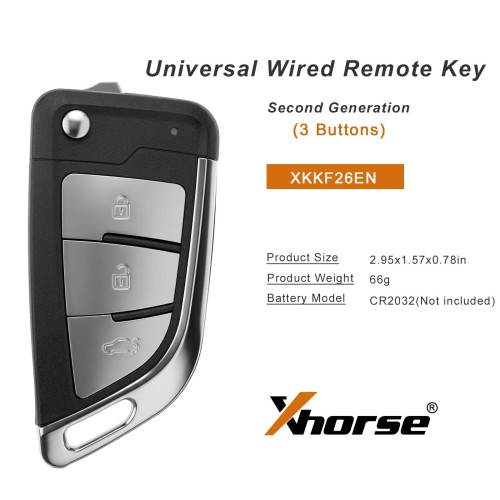 XHORSE XKKF26EN Knife II Style Flip Key 3 Buttons Second Generation Universal Wired Remote Key 5Pezzi/Lot