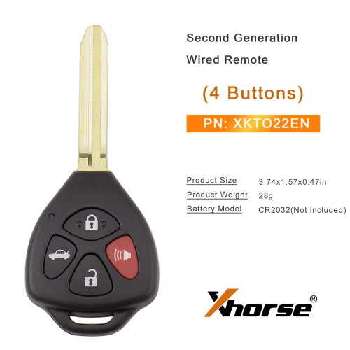 XHORSE XKTO22EN ( 4 Buttons -Triangular) Second Generation Wired Remote 5pcs/Lot