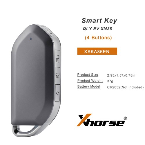 XHORSE XSKA86EN QI.Y EV XM38 Smart Key Basalt Gray 4 Buttons