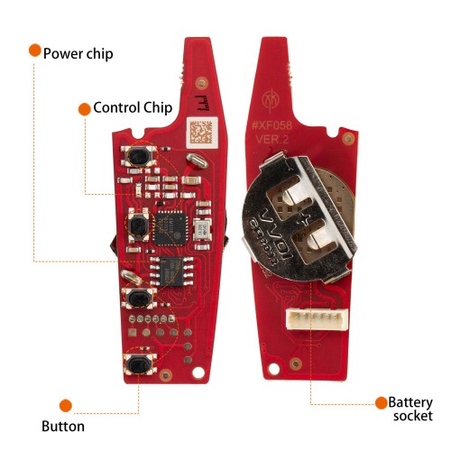 XHORSE XKFEF4EN FA.LL Style Flip Key 4 Buttons Bright Red Second Generation Universal Wired Remote Key