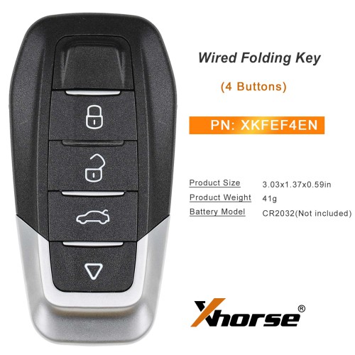 XHORSE XKFEF4EN FA.LL Style Flip Key 4 Buttons Bright Red Second Generation Universal Wired Remote Key