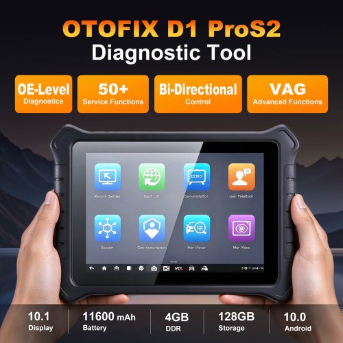 2026 OTOFIX D1 ProS2 10.1 inch Diagnostic Tool with 11600mAh Battery Supports ECU Coding, 40+ Service, FCA AutoAuth, 2-Year Update Replace D1