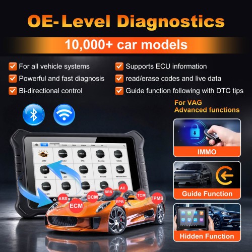 2026 OTOFIX D1 ProS2 10.1 inch Diagnostic Tool with 11600mAh Battery Supports ECU Coding, 40+ Service, FCA AutoAuth, 2-Year Update Replace D1