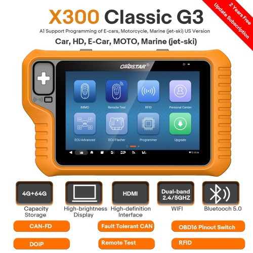 95% Nuovo (FULL Versione) OBDSTAR X300 Classic G3 Key Programmer con Full License Airbag Mileage ECU e Test Platform