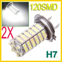 H7 120 LED 3528 SMD Xenon White Car Fog Headlight Head Light Lamp Bulb DC 12V 10pcs/lot