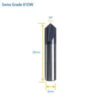 GODIAG 01DM 90° Dimple Cutter φ6x30Lx90°x2F For SILCA Futura Pro, Futura Pro Engraving, Futura Pro Automotive 5pcs/Lot
