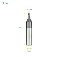GODIAG 01LM 2.5MM End Milling Cutter φ2.5x5.5xφ6x30Lx3F For SILCA Futura Pro, Futura Pro Engraving, Futura Pro Automotive
